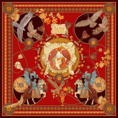 Платок «Гусария» (Красный) (Мокрый шелк)